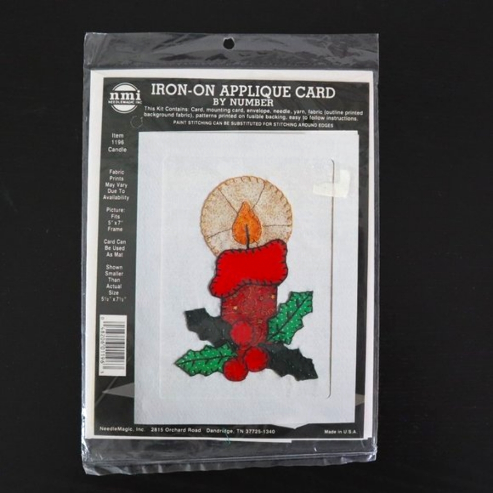 Vintage NMI NeedleMagic Kit - Candle Iron On Applique Card By Number Item 1196